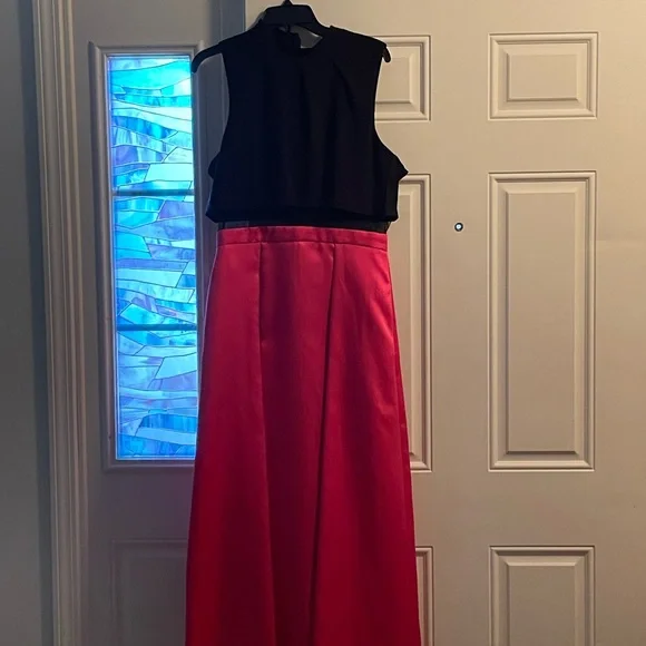betsy and adam hot pink dress Amora Satin Backless Dress